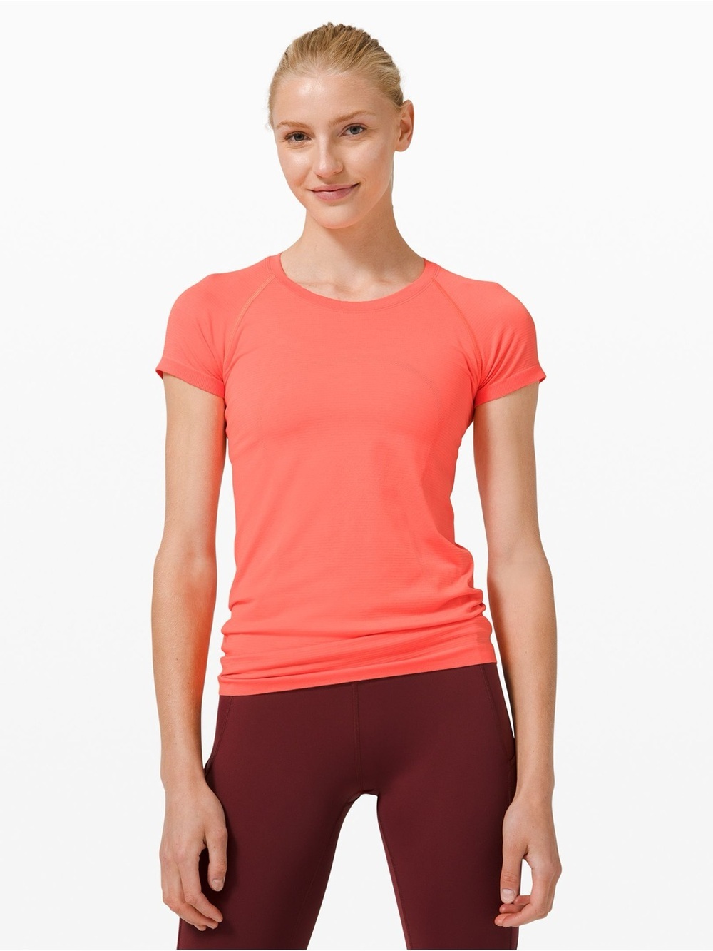 lululemon Swiftly Tech Short Sleeve Shirt Women’s Coral Performance Top Size 8